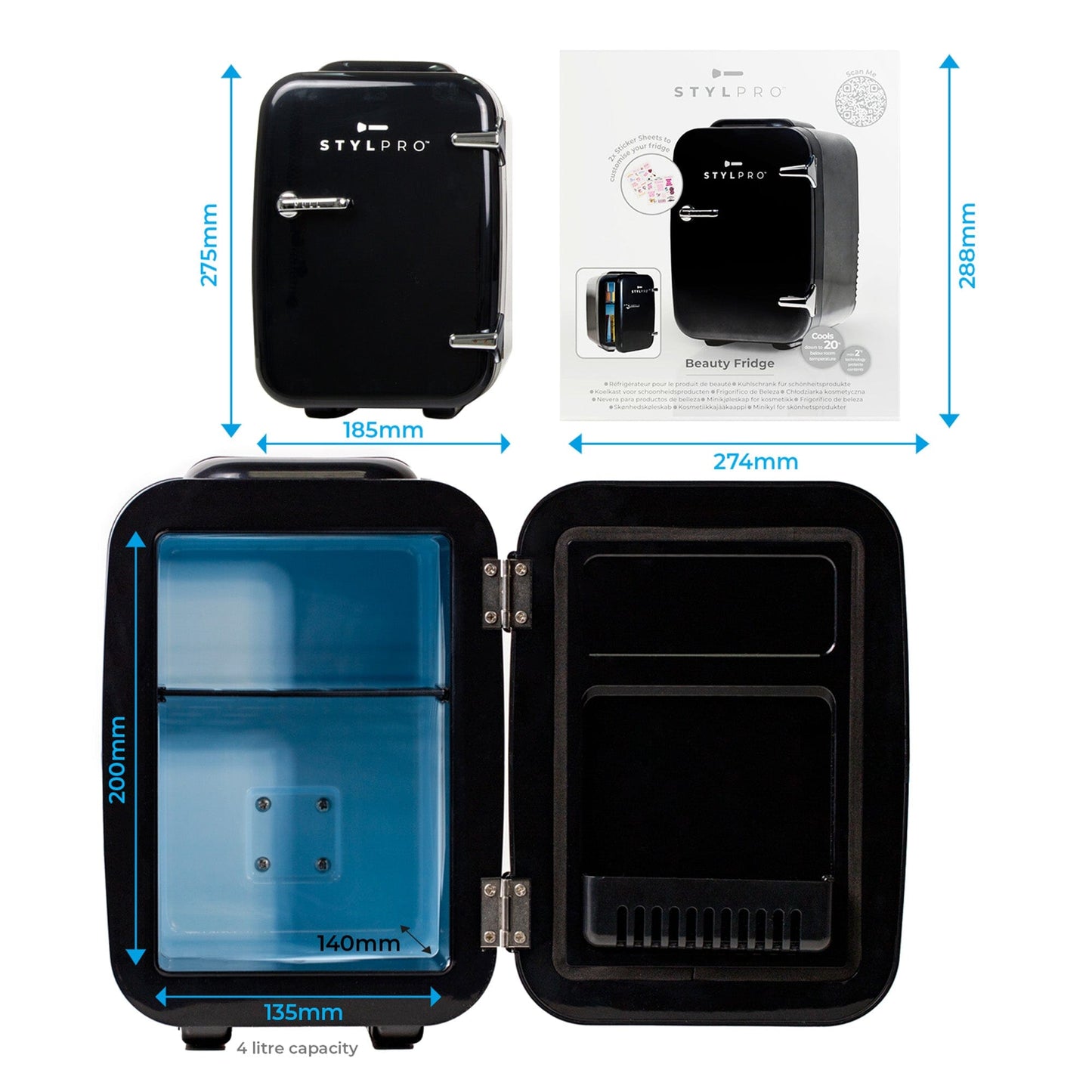 STYLPRO Black & Silver Beauty Fridge